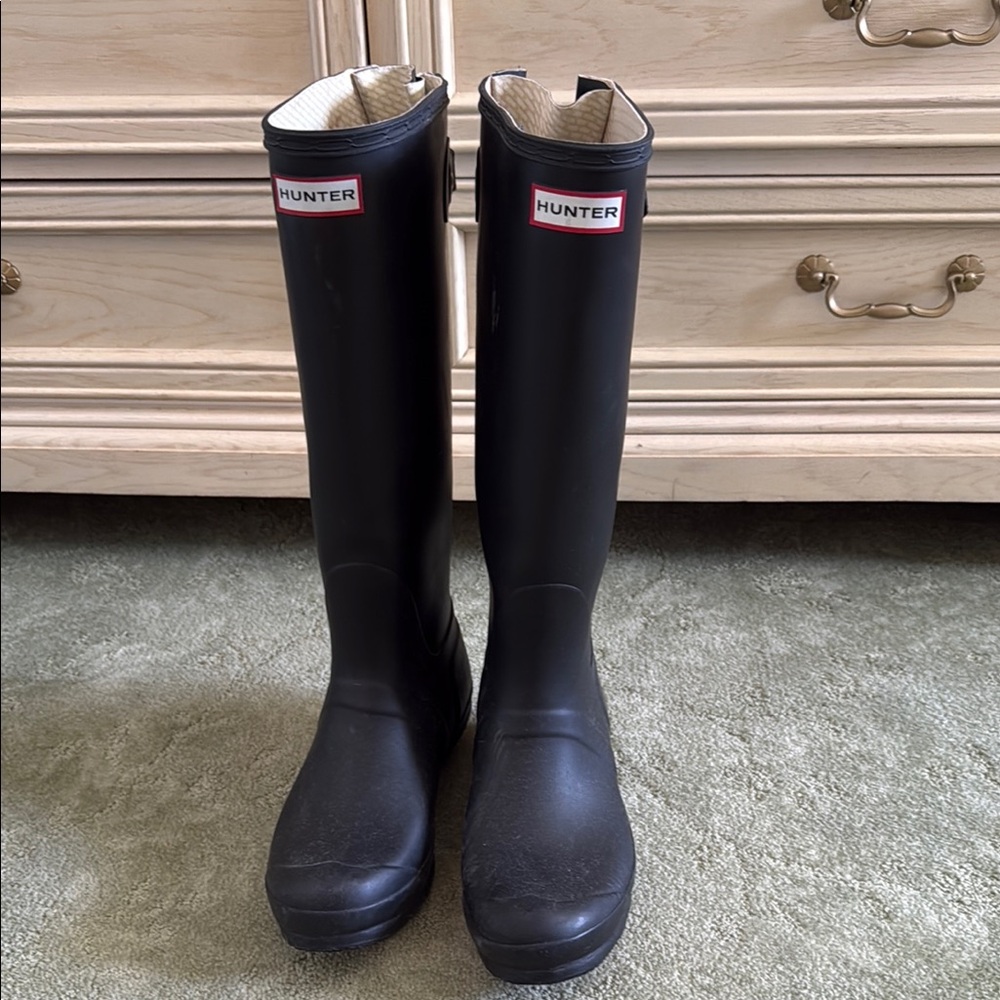 Hunter Black Tall Rain Boots